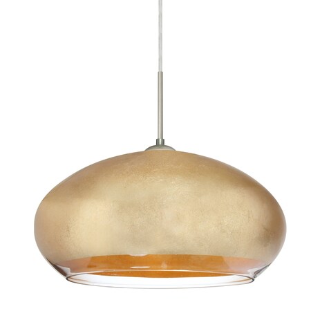 Besa Lighting Brio 14 Cord Pendant, Gold Foil, Satin Nickel Finish, 1x9W LED 1JT-4345GF-LED-SN